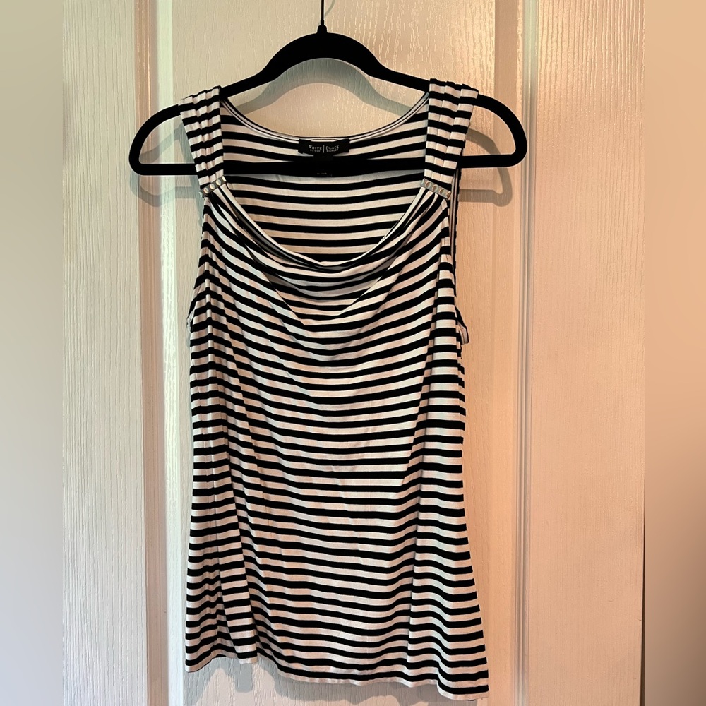 White House Black Market Black and White Relaxed Tank Top